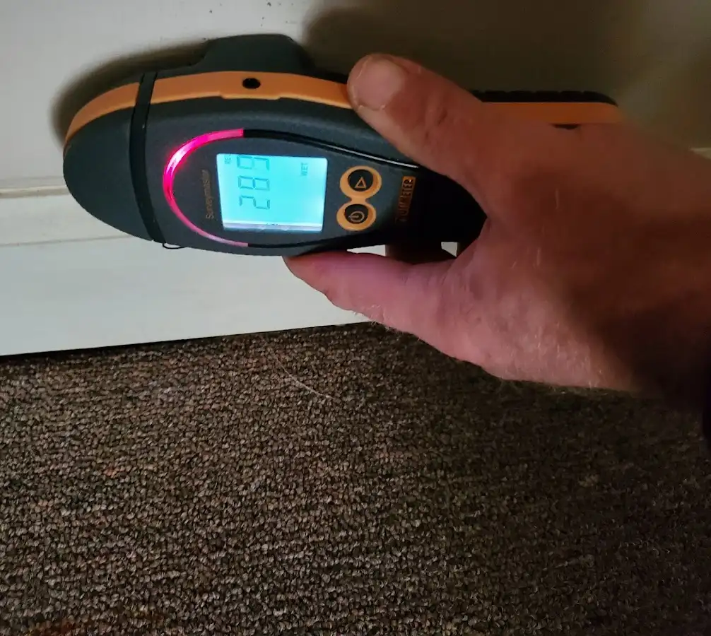 Moisture detection at baseboard during Sewage Cleanup & Sanitation in Tuba City